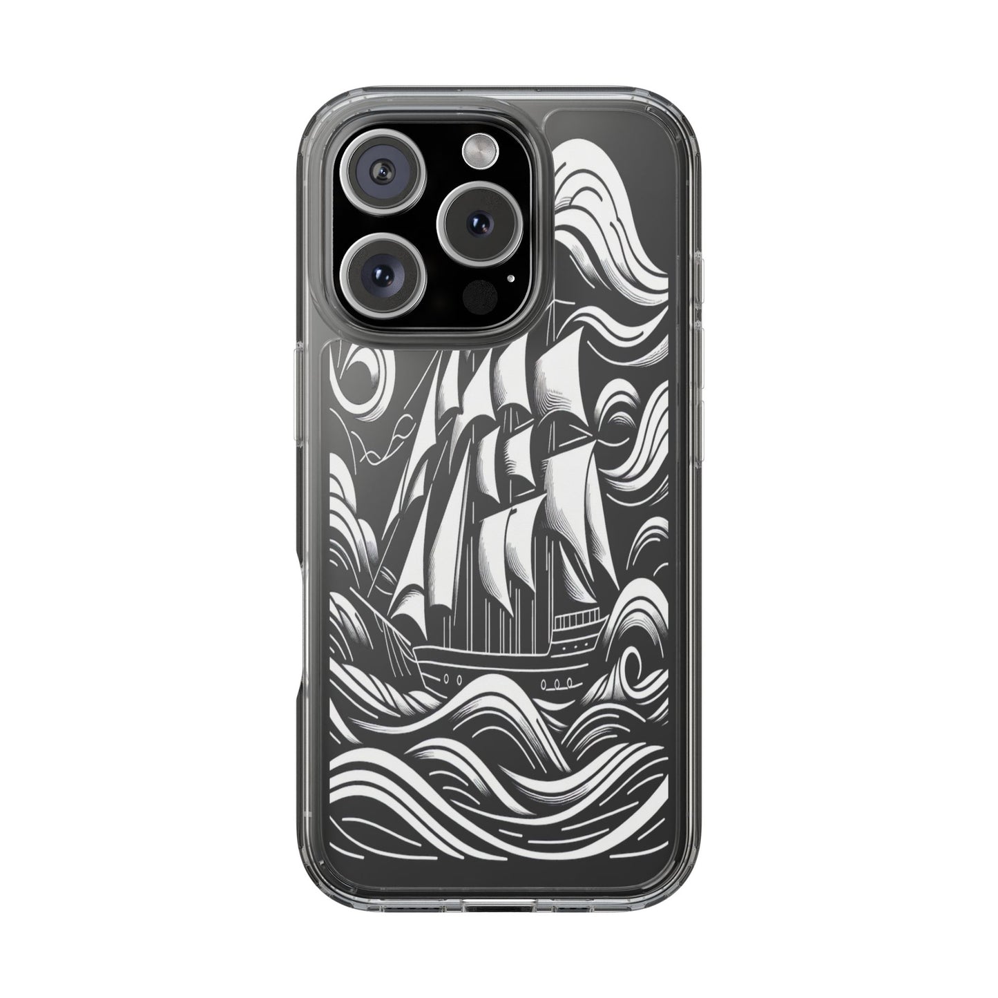 Transparent Journey on the Waves Iphone Case Compatible With Iphone 16 15 14 - Clear Phone Cover