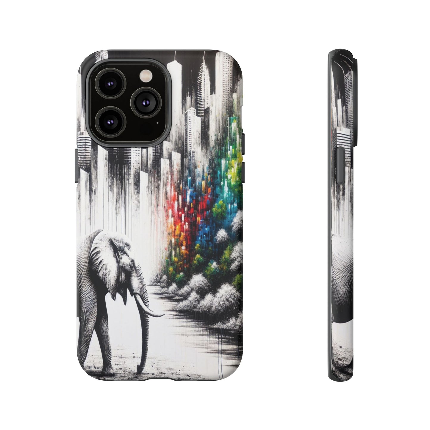 Protective Elephant's Journey Through the Cityscape Iphone Case Compatible With Iphone 16 15 14 - Phone Cover