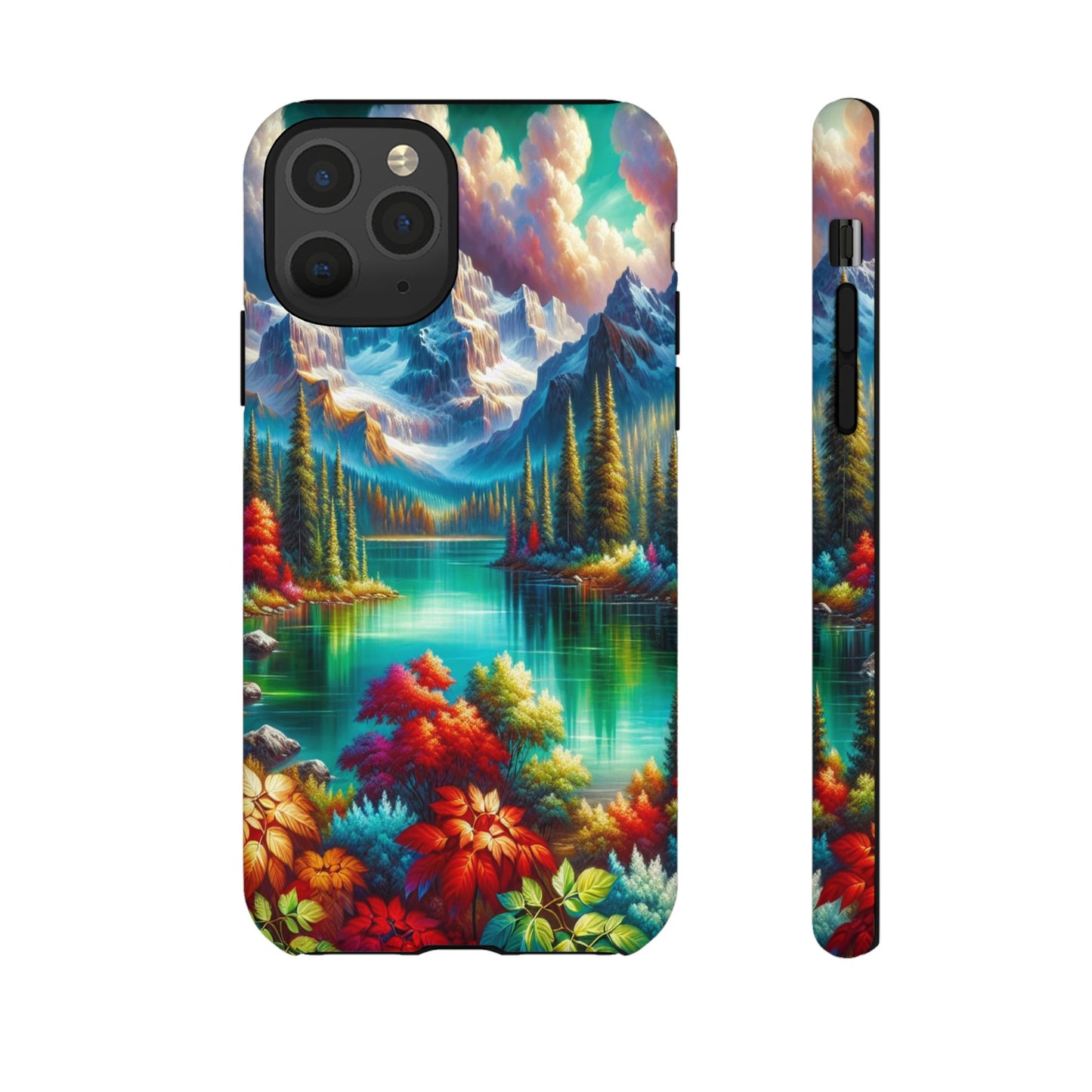 Colorful Mountain Lake Scene - Phone Case