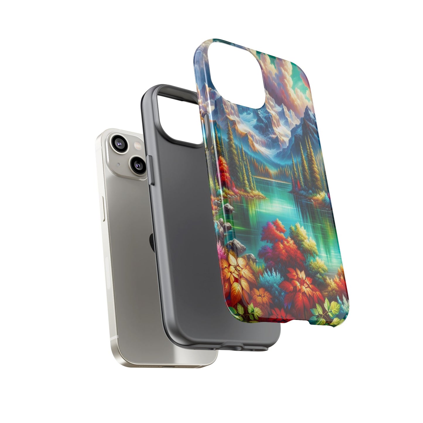 Colorful Mountain Lake Scene - Phone Case