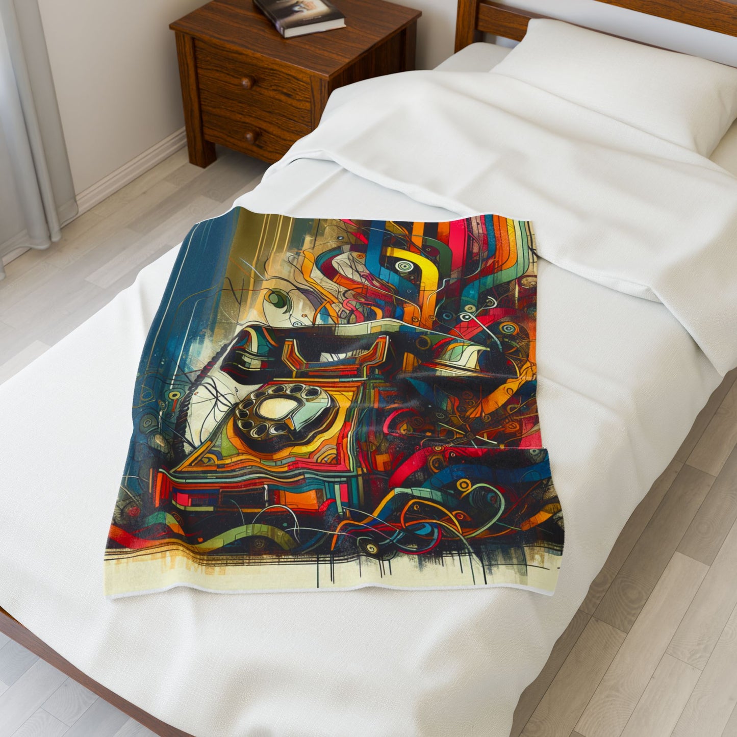 Retro Phone Flourish - Plush Blanket
