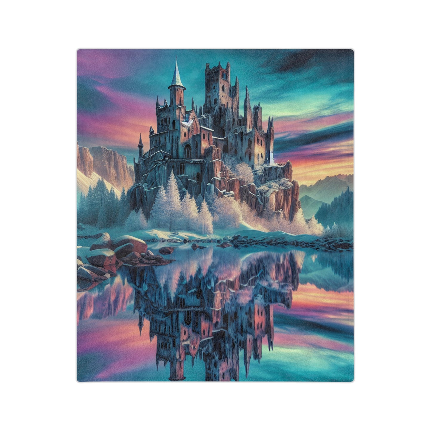 Winter Castle at Lakeside - Minky Blanket