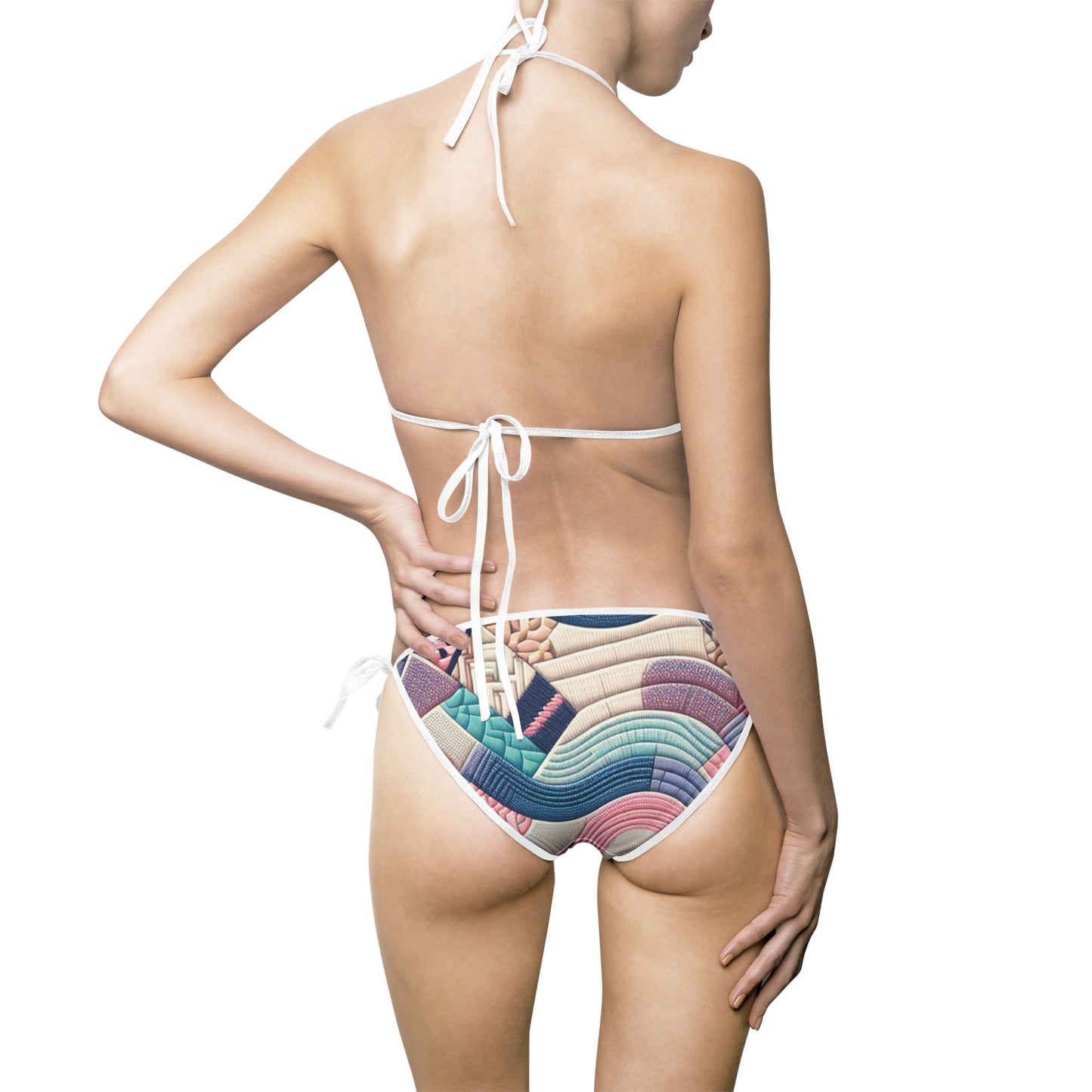 Women's Woven Textures in Pastel Waves Bikini Swimsuit