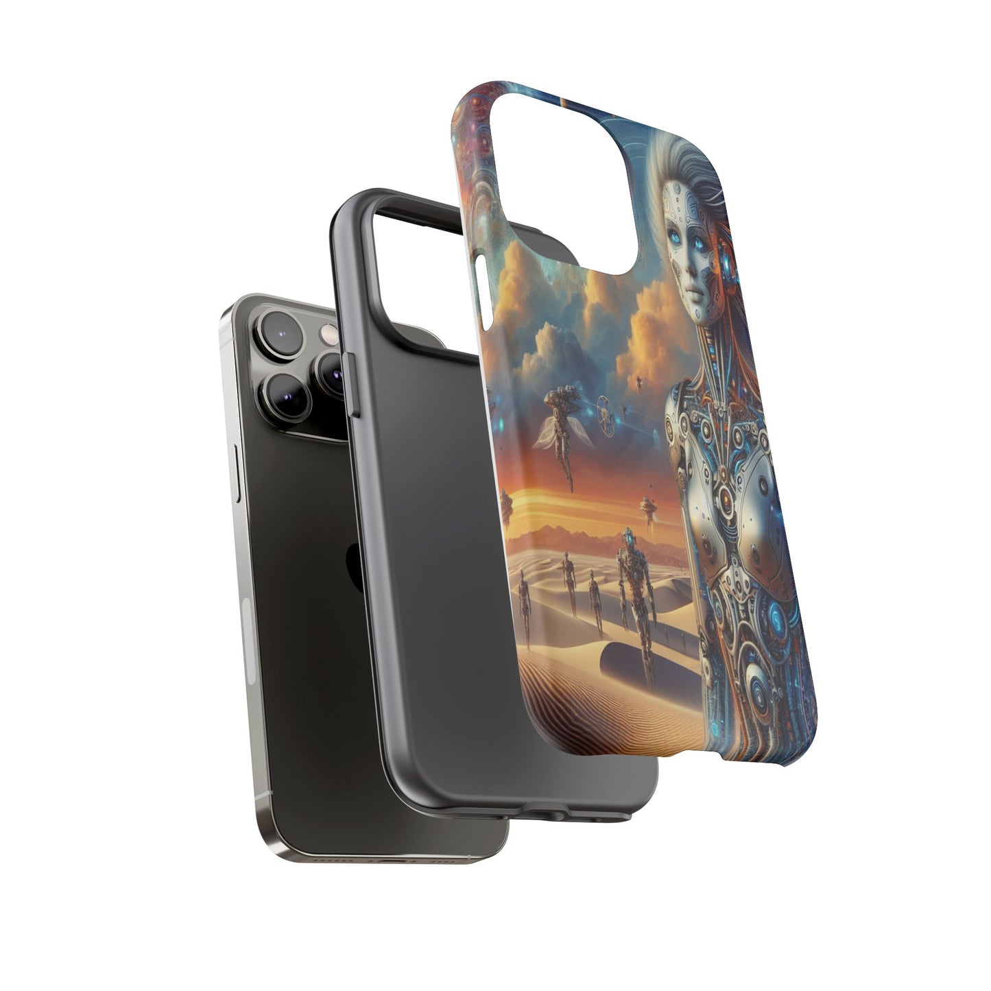 Protective Futuristic Wanderers in the Dunes Iphone Case Compatible With Iphone 16 15 14 - Phone Cover