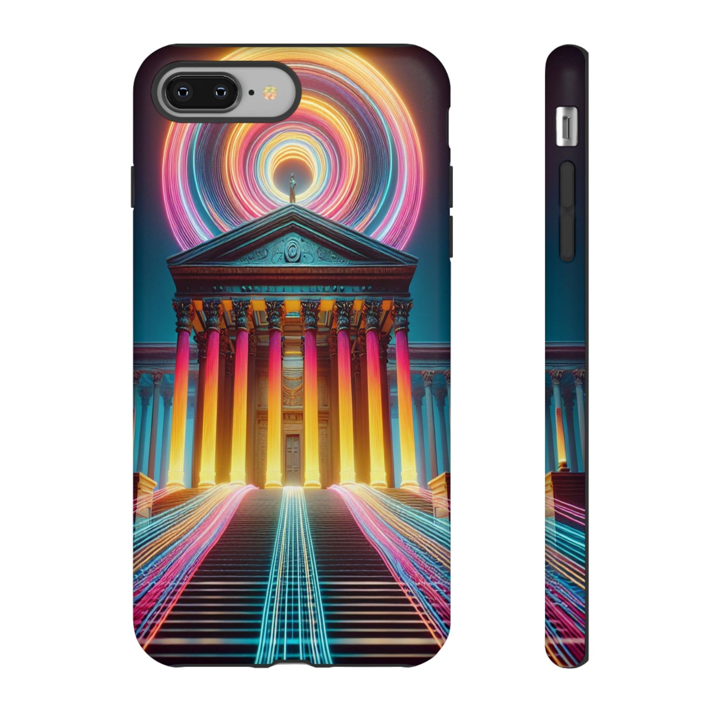 Illuminated Landmark with Colorful Trails - Phone Case