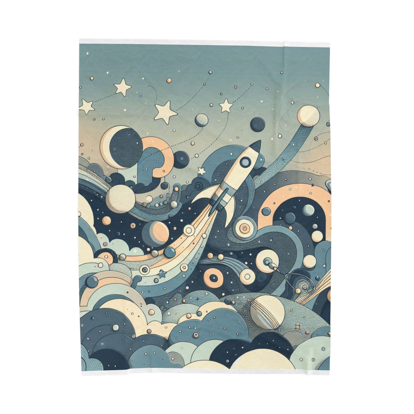 Rocket's Voyage Through Cosmic Seas - Plush Blanket