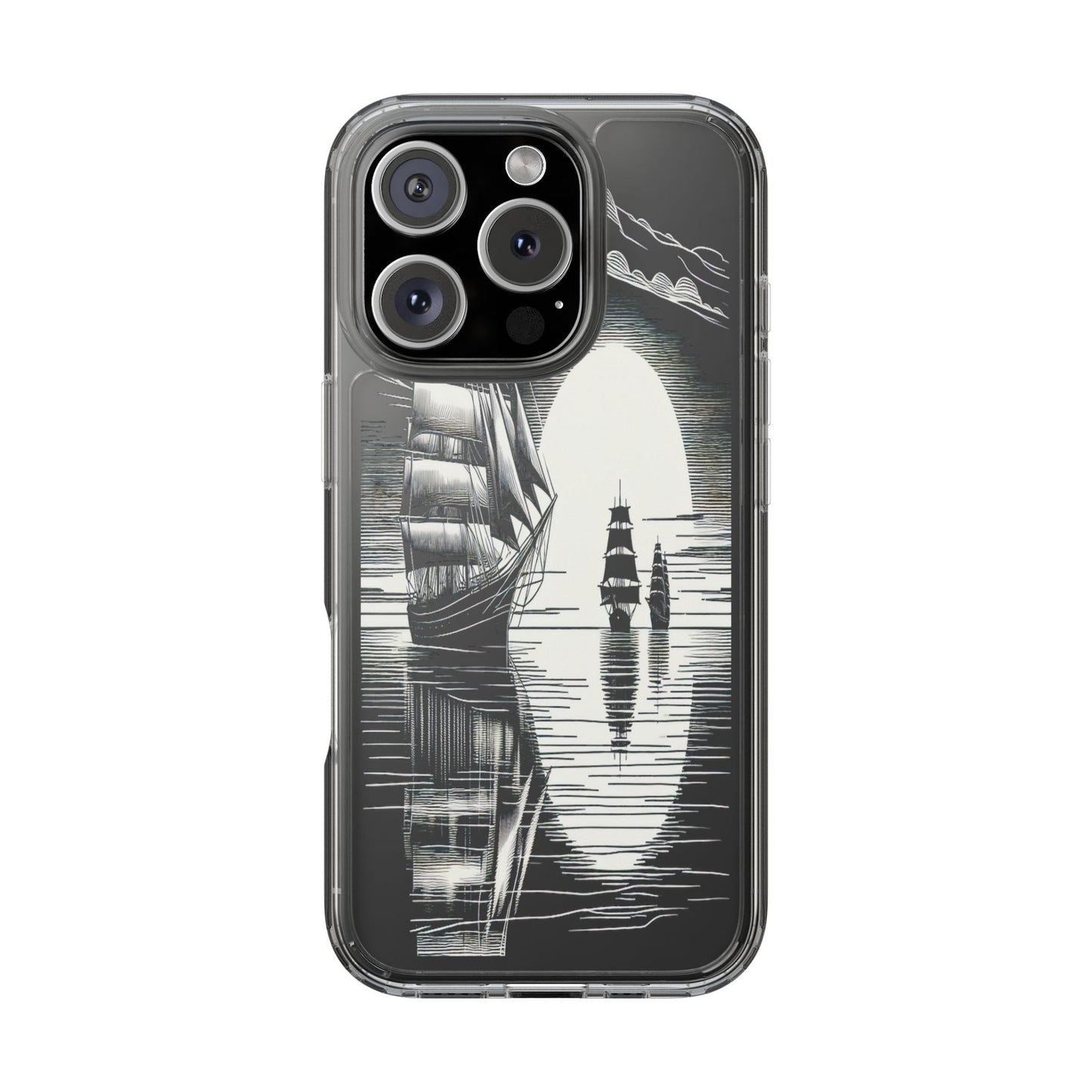 Transparent Sailboats on the Horizon Iphone Case Compatible With Iphone 16 15 14 - Clear Phone Cover