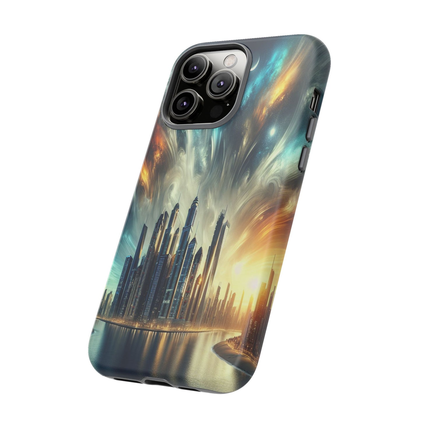 Cityscape under Celestial Tapestry - Phone Case