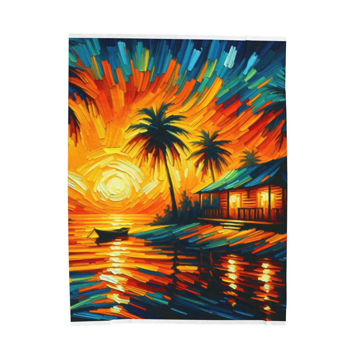 Island Haven at Dusk - Plush Blanket