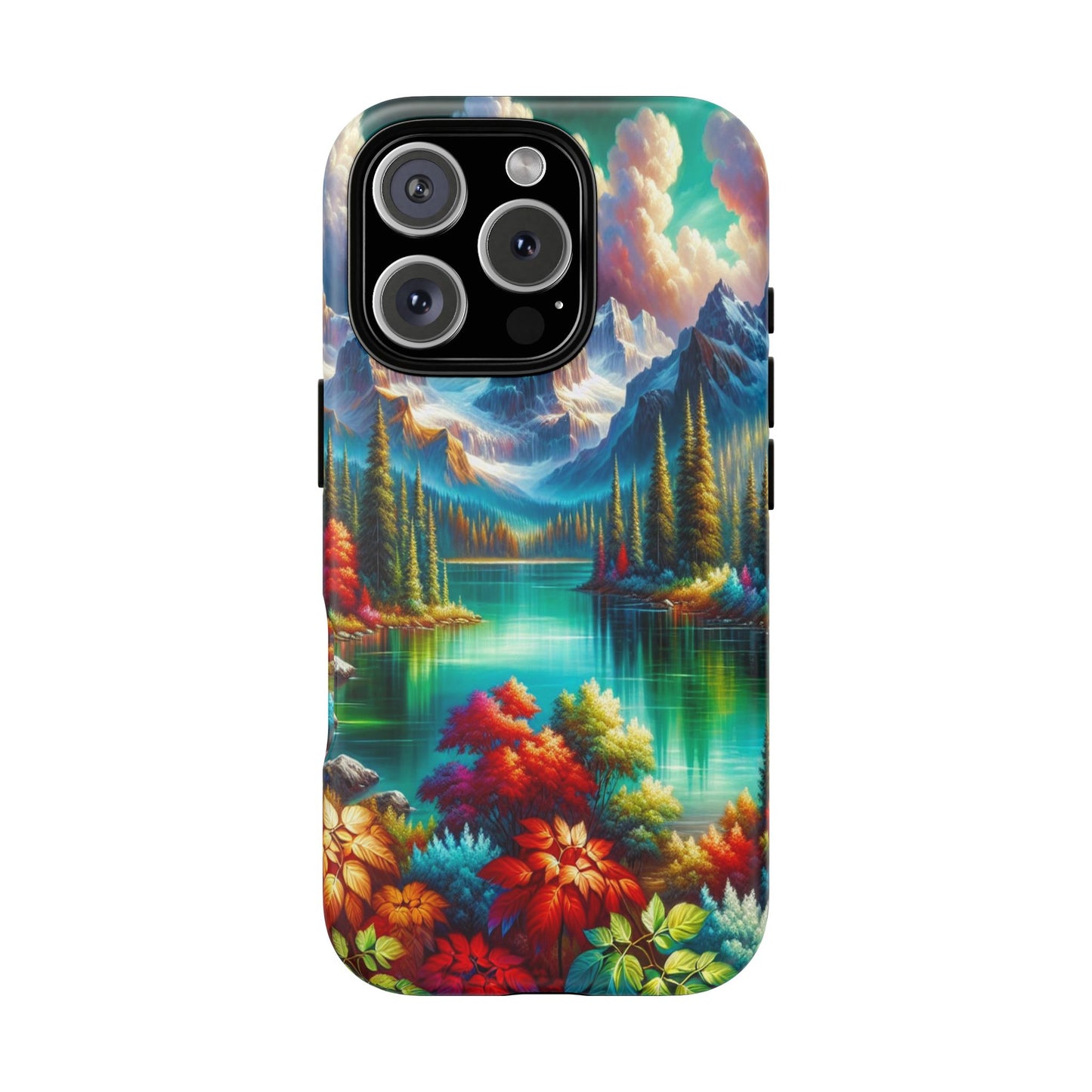 Colorful Mountain Lake Scene - Phone Case