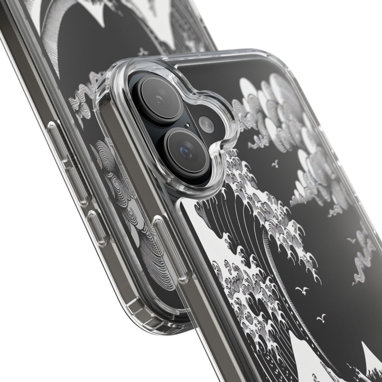 Transparent Waves and Mountains Iphone Case Compatible With Iphone 16 15 14 - Clear Phone Cover