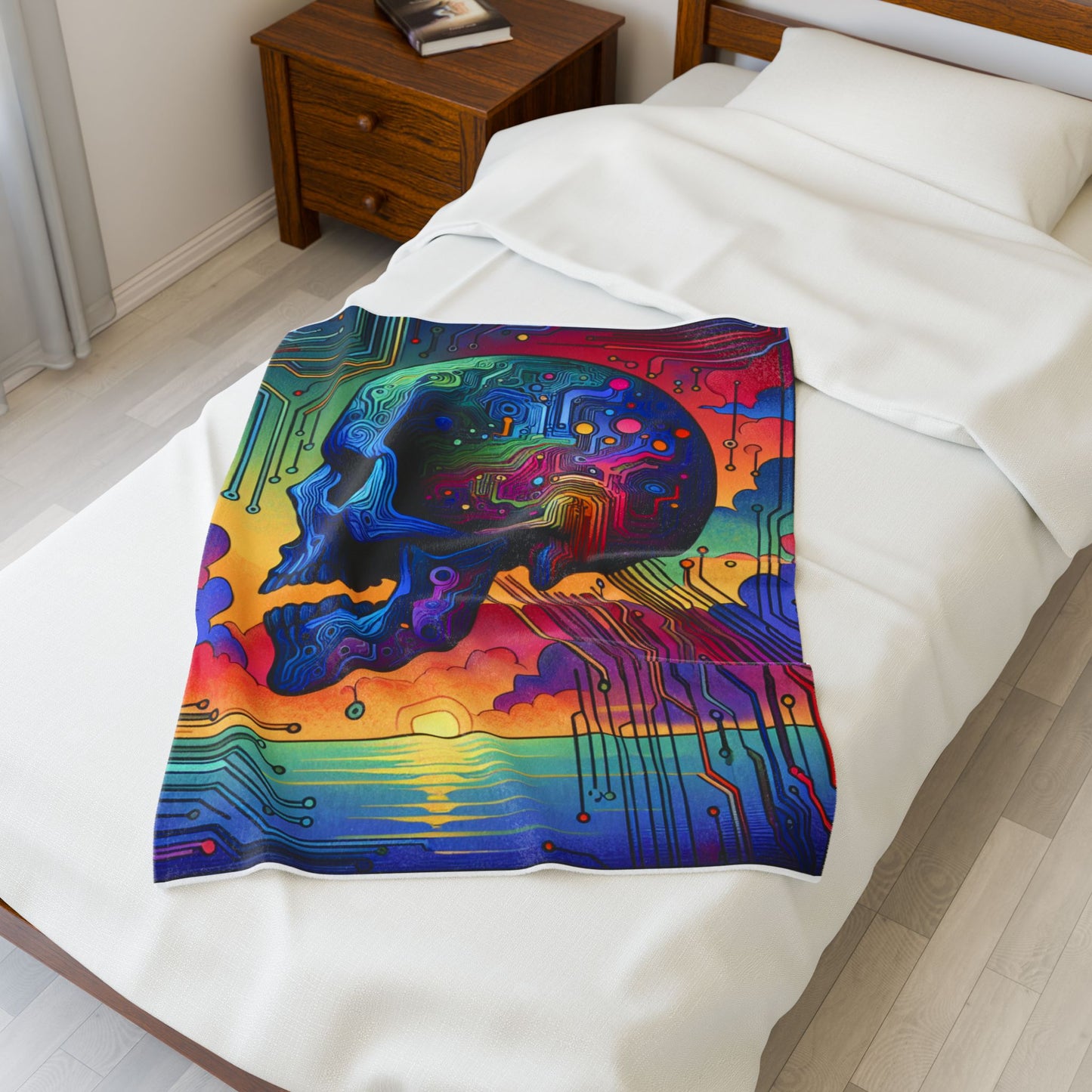Technological Fusion Skull - Plush Blanket