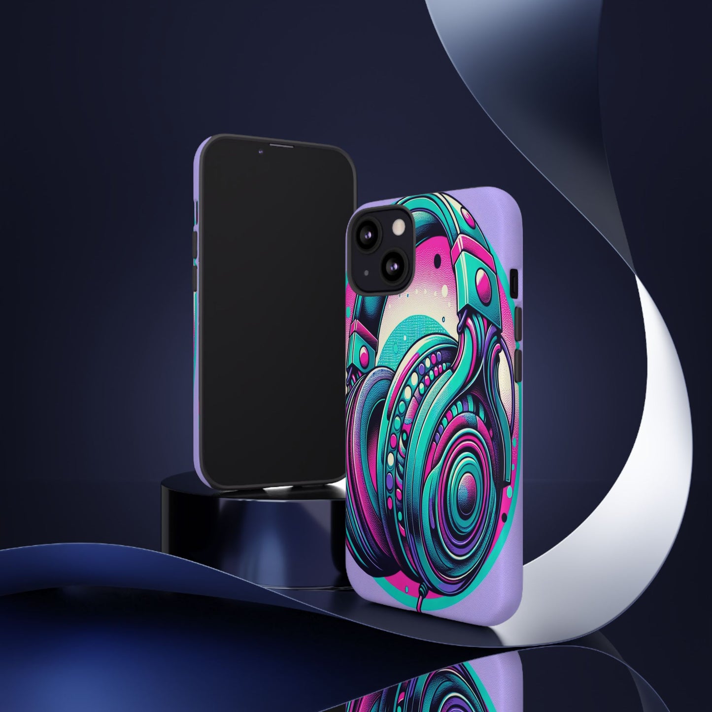 Custom ProtectiveHeadphone Vibes in Electric ColorsIphone Case Compatible With Iphone 16 15 14 - Phone Cover