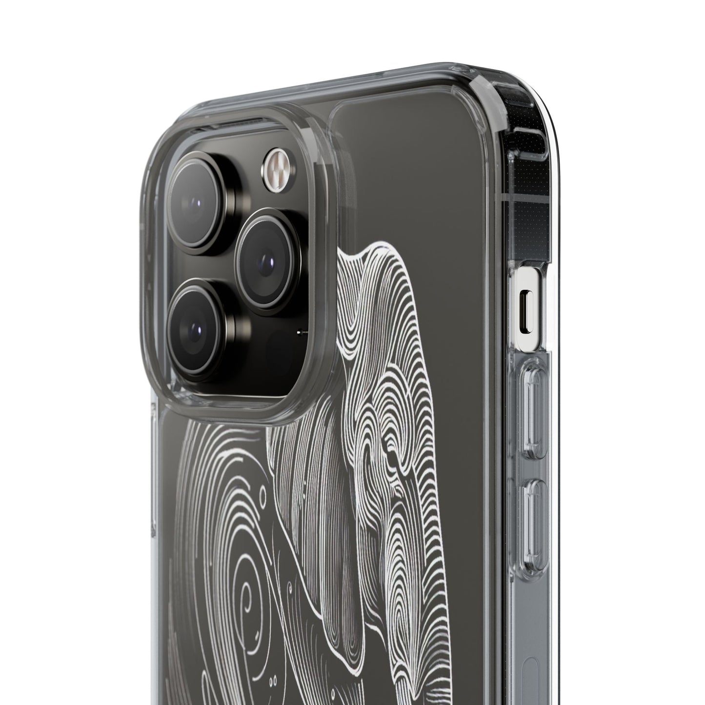 Transparent Elephant in Flowing Lines Iphone Case Compatible With Iphone 16 15 14 - Clear Phone Cover