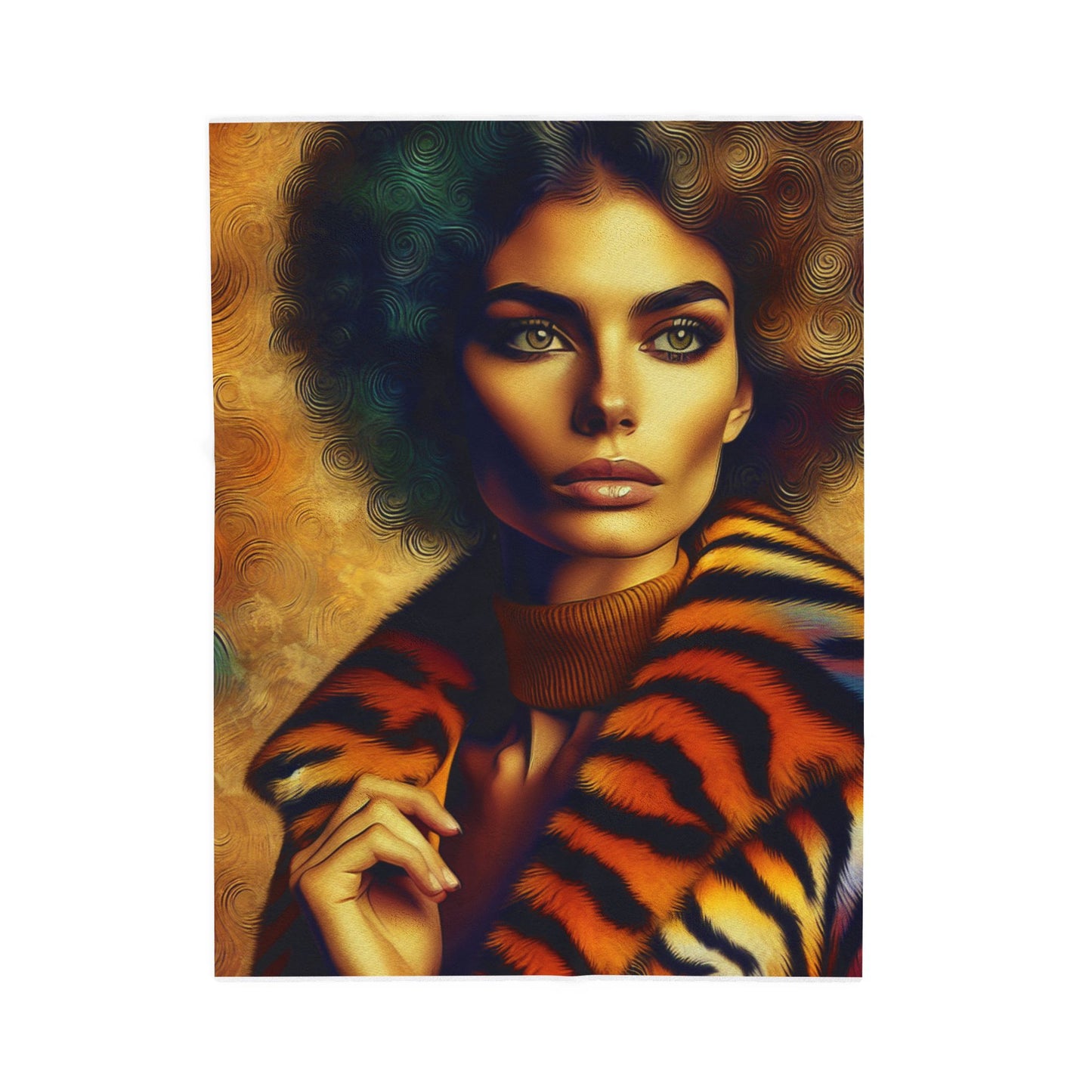 Feline Melanin Allure - Plush Blanket