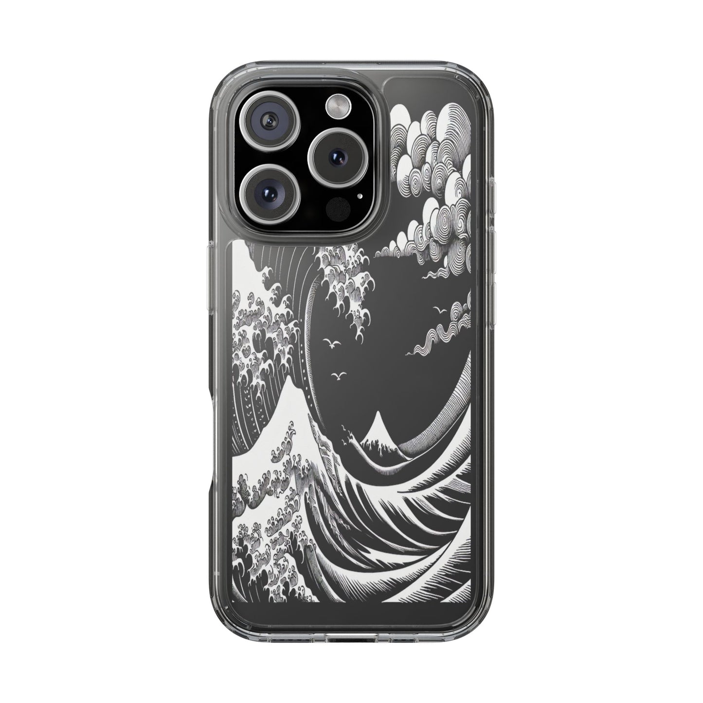 Transparent Waves and Mountains Iphone Case Compatible With Iphone 16 15 14 - Clear Phone Cover