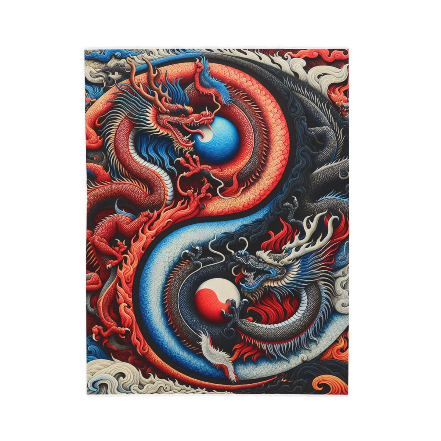 Yin Yang Dragons Balance - Plush Blanket