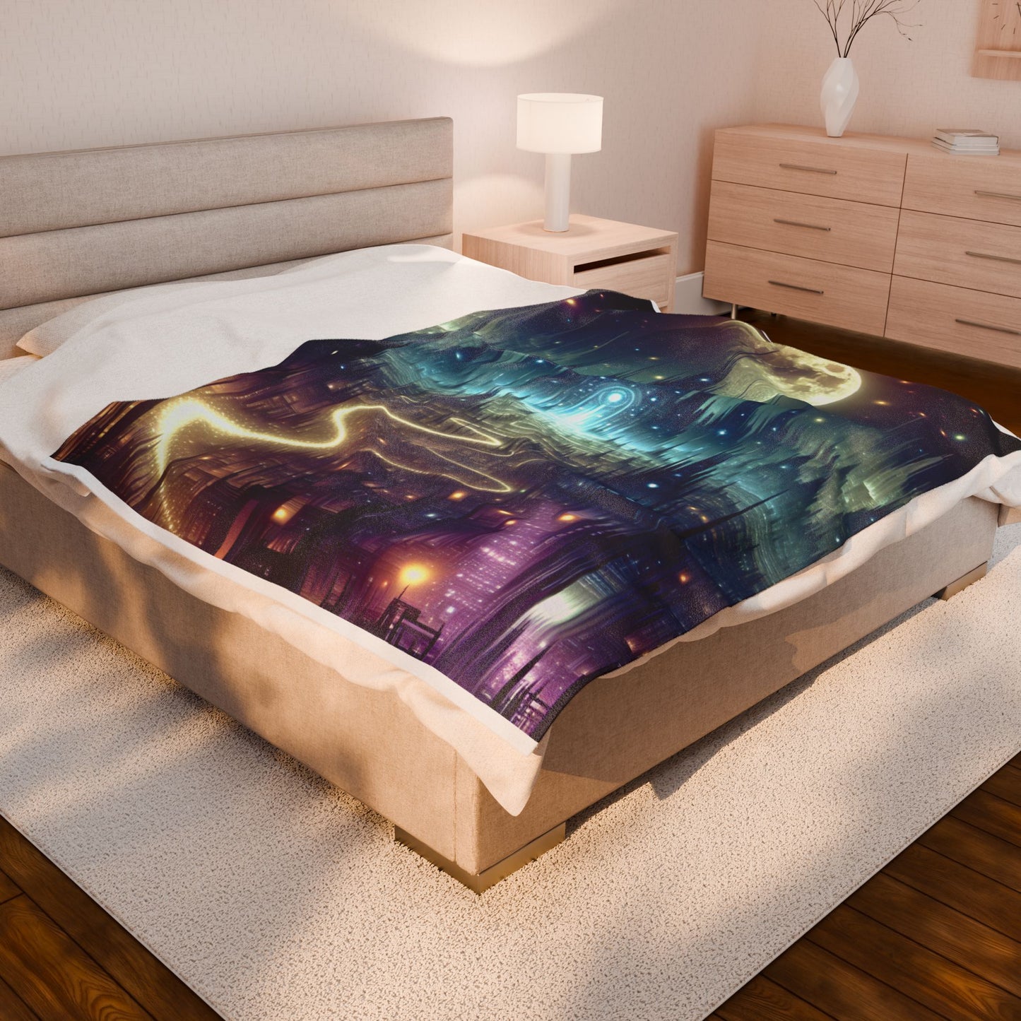 Fantasy Citadel Under the Moon - Plush Blanket