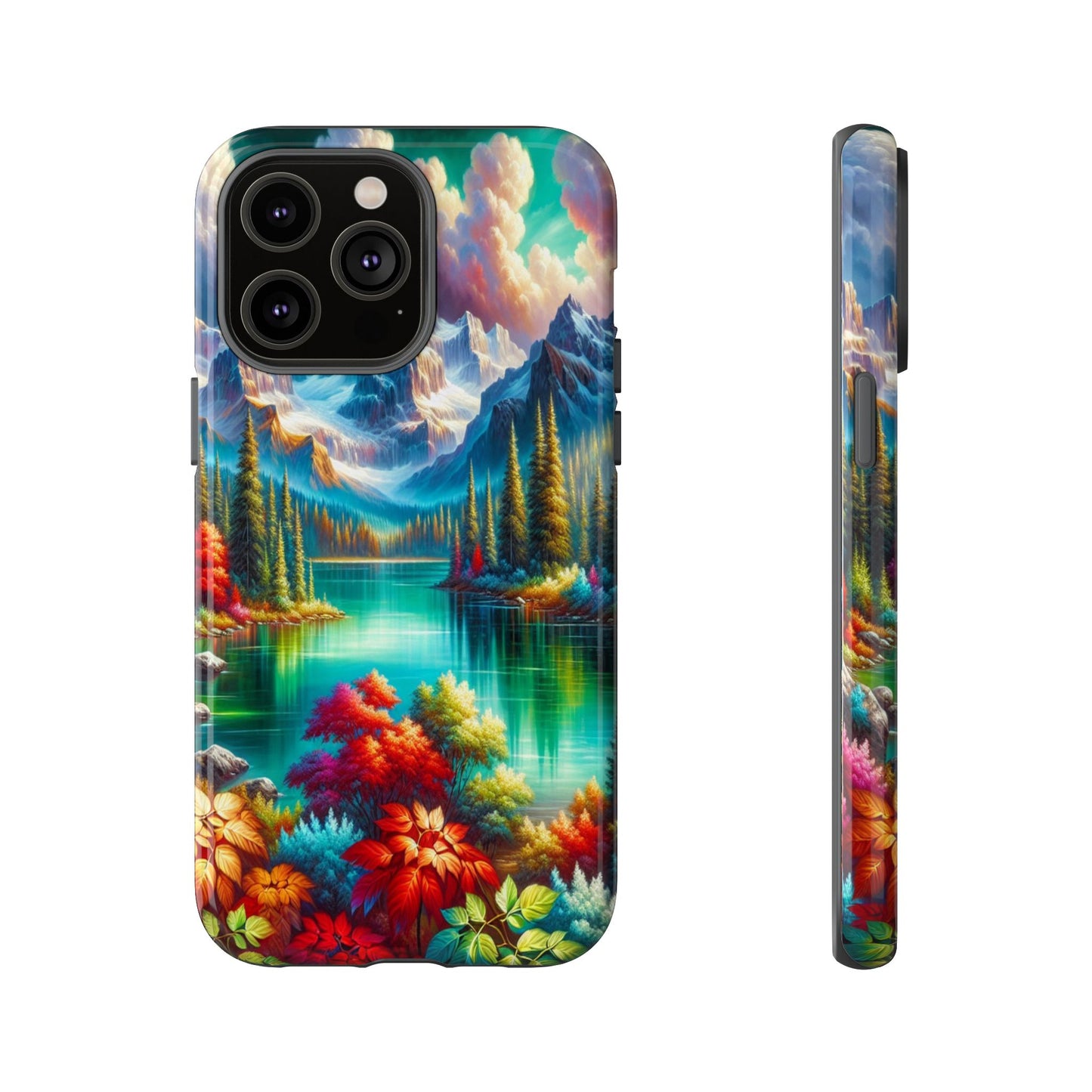 Colorful Mountain Lake Scene - Phone Case