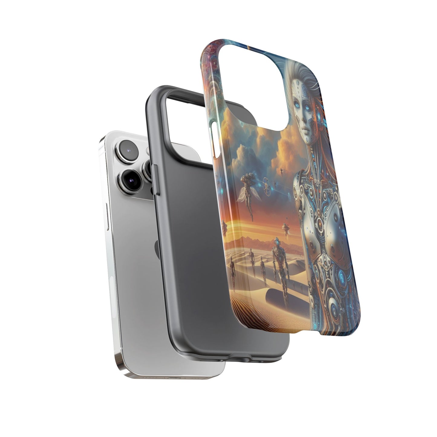 Protective Futuristic Wanderers in the Dunes Iphone Case Compatible With Iphone 16 15 14 - Phone Cover