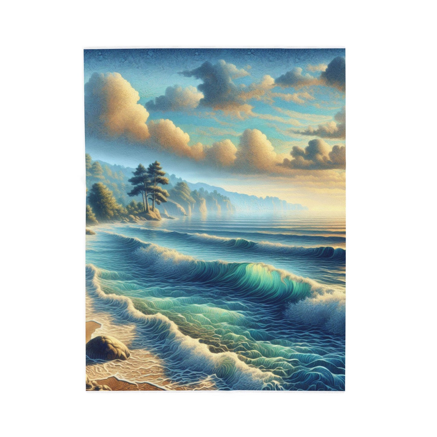 Seascape Whispers at Dawn- Plush Blanket