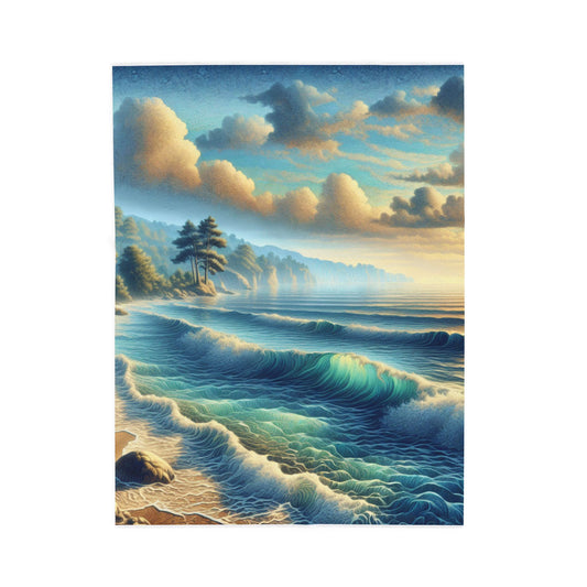 Seascape Whispers at Dawn- Plush Blanket