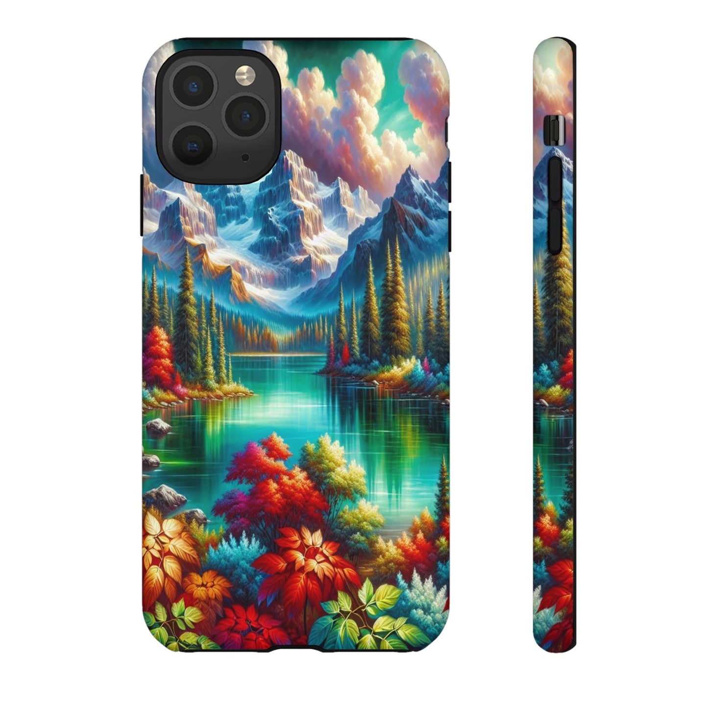 Colorful Mountain Lake Scene - Phone Case