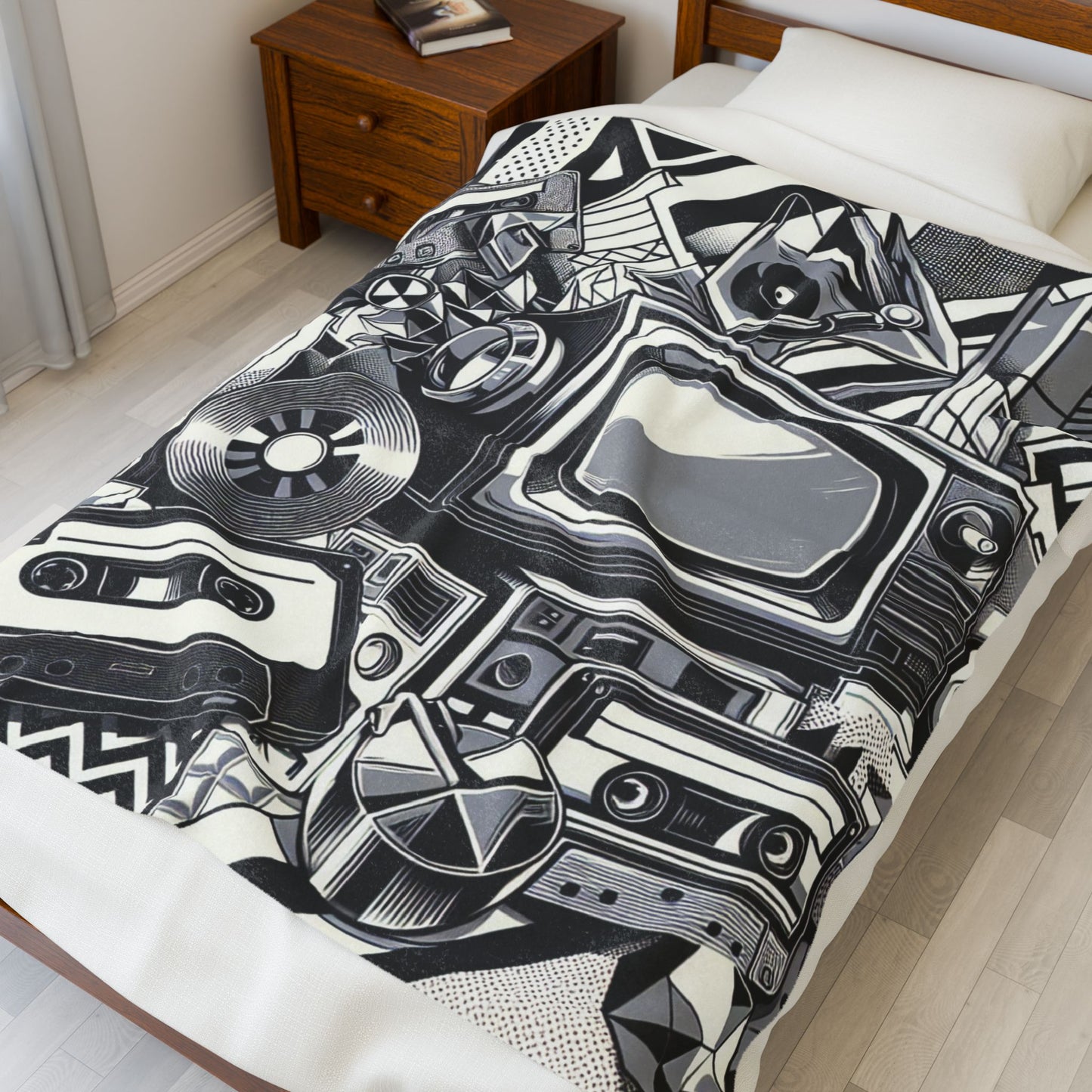 Retro Echoes: A Graphic Convergence - Plush Blanket