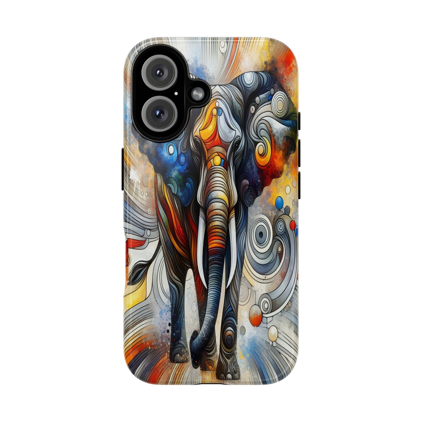 Protective Elephant in Swirling Colors Iphone Case Compatible With Iphone 16 15 14 - Phone Cover