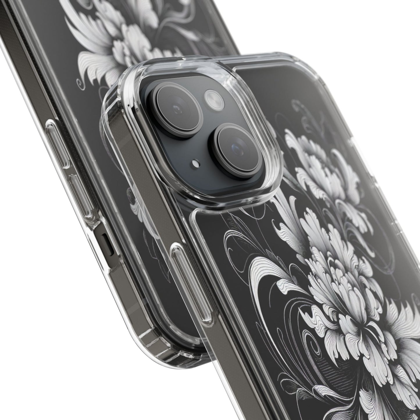 Transparent Intricate Flourish Design Iphone Case Compatible With Iphone 16 15 14 - Clear Phone Cover