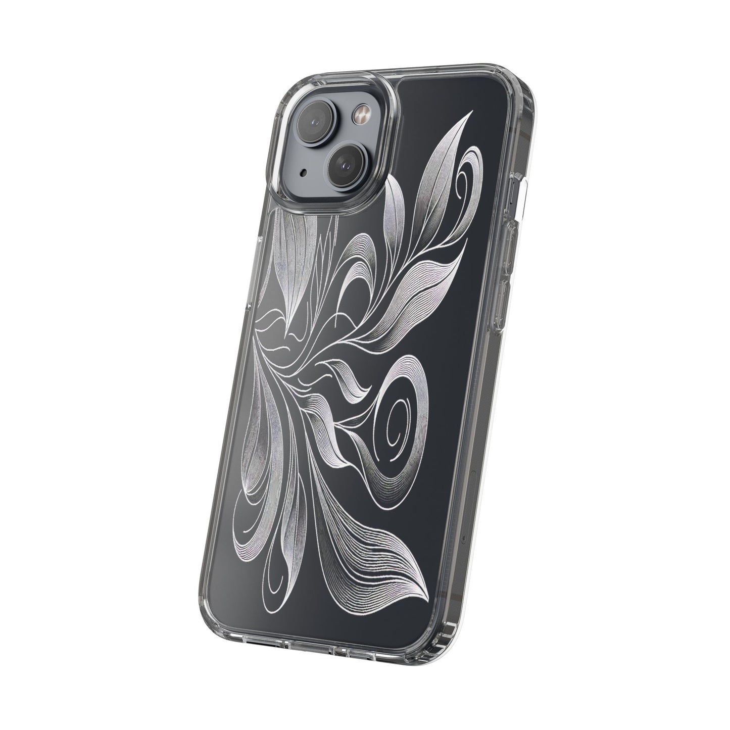 Transparent Nature's Embrace in Linework Iphone Case Compatible With Iphone 16 15 14 - Clear Phone Cover