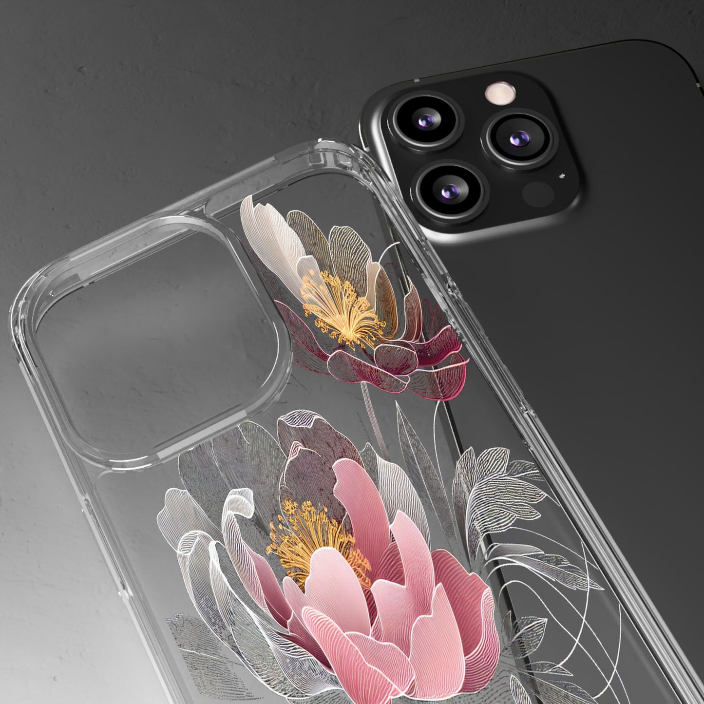 Transparent Petals in Motion Iphone Case Compatible With Iphone 16 15 14 - Clear Phone Cover