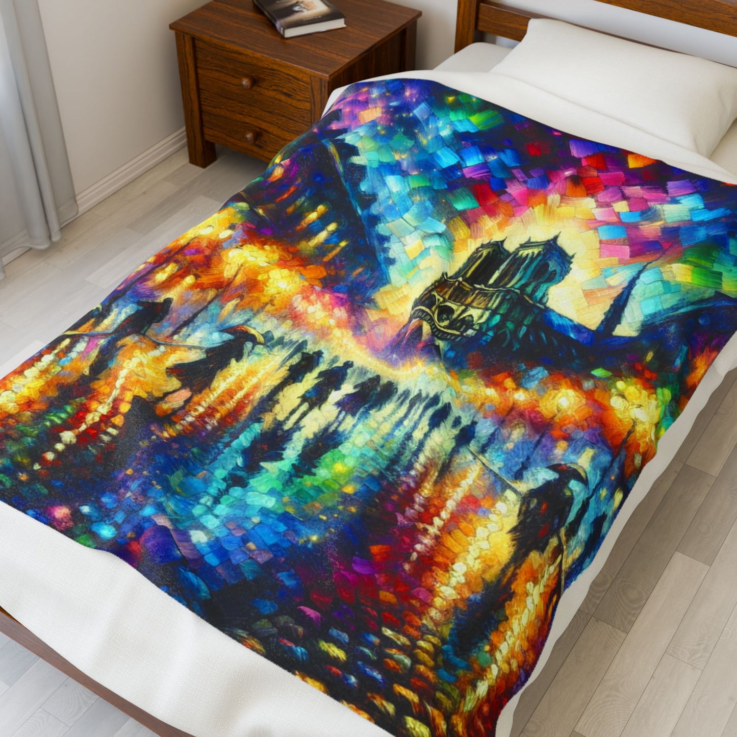 Evening Lights in the Rain - Plush Blanket