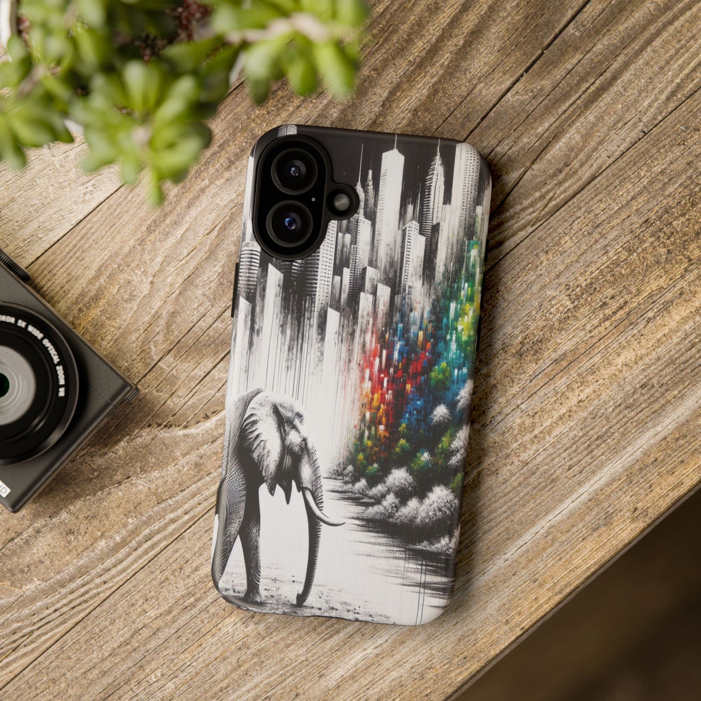 Protective Elephant's Journey Through the Cityscape Iphone Case Compatible With Iphone 16 15 14 - Phone Cover