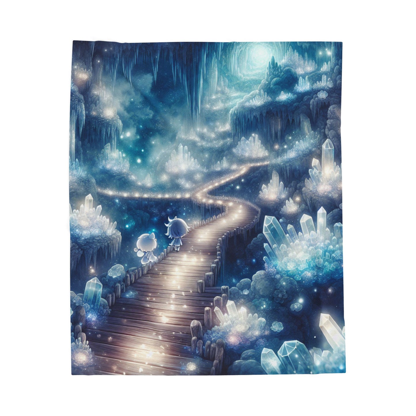 Journey through Enchanted Caverns - Plush Blanket