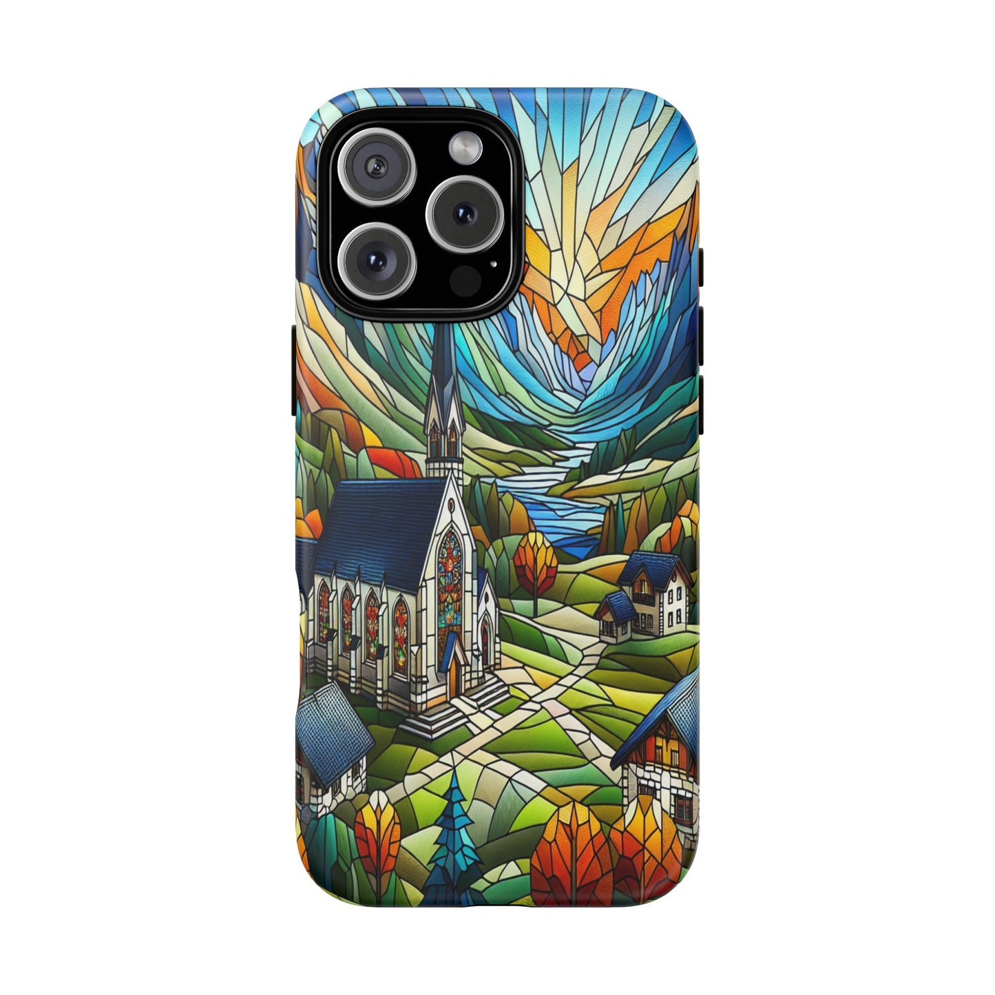 Stained Glass Countryside Scene - Phone Case