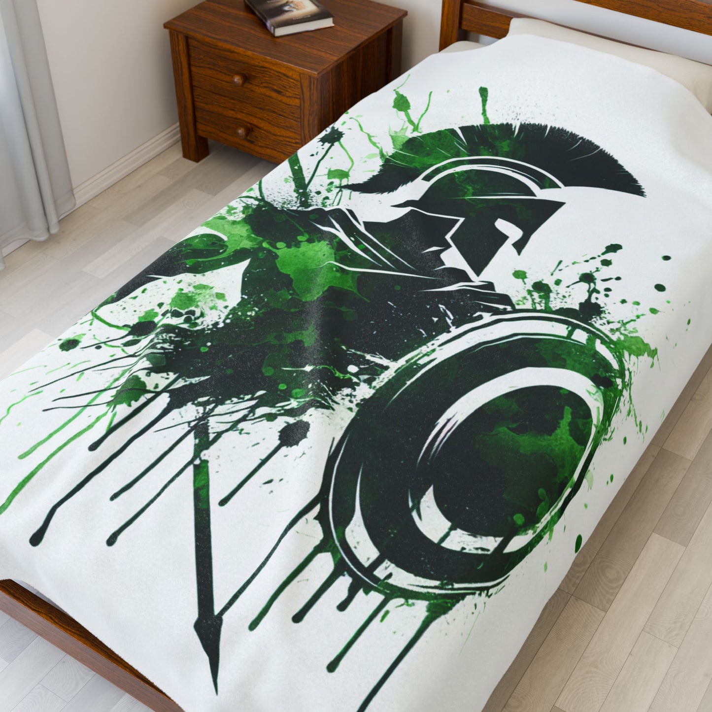 Warrior in Green Splatter - Plush Blanket