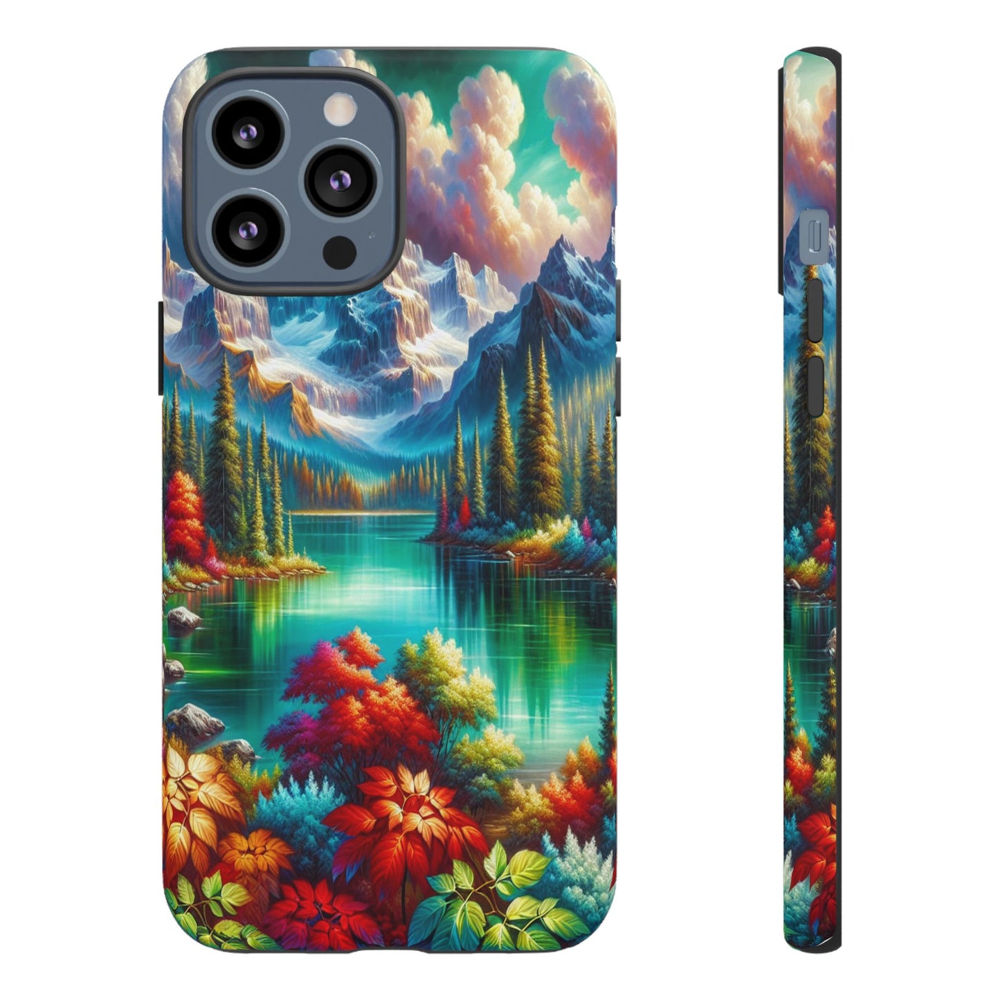 Colorful Mountain Lake Scene - Phone Case