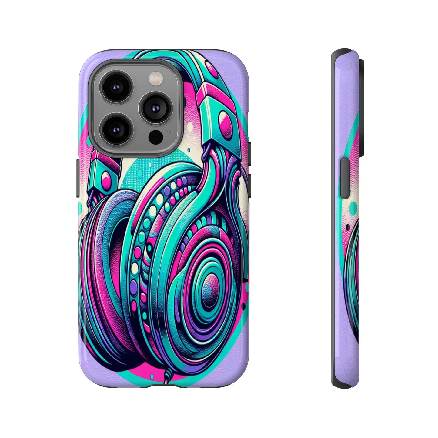 Custom ProtectiveHeadphone Vibes in Electric ColorsIphone Case Compatible With Iphone 16 15 14 - Phone Cover