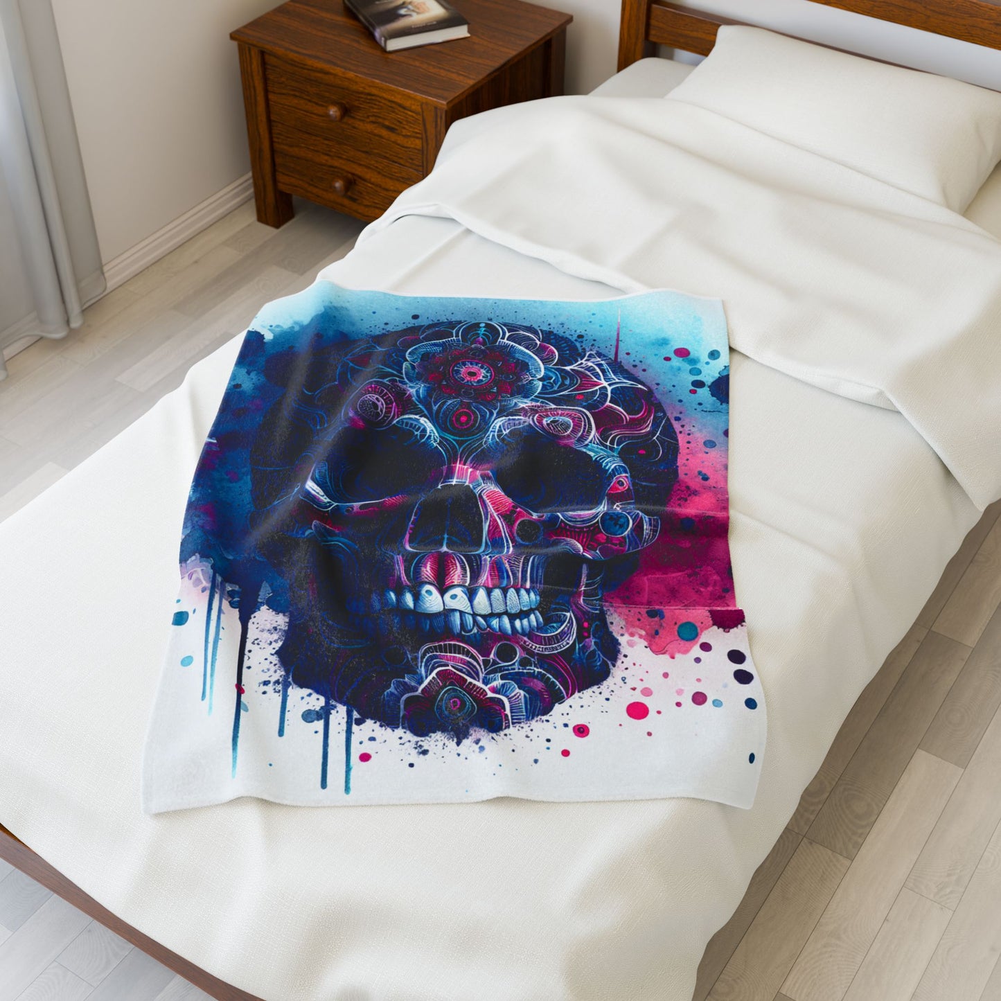 Mystic Mosaic Skull Creation - Plush Blanket