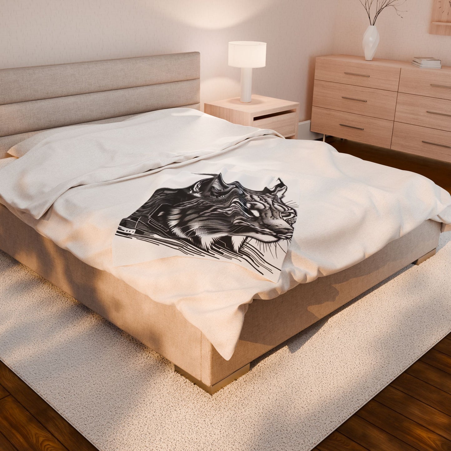 Monochrome Majesty of the Wild- Plush Blanket