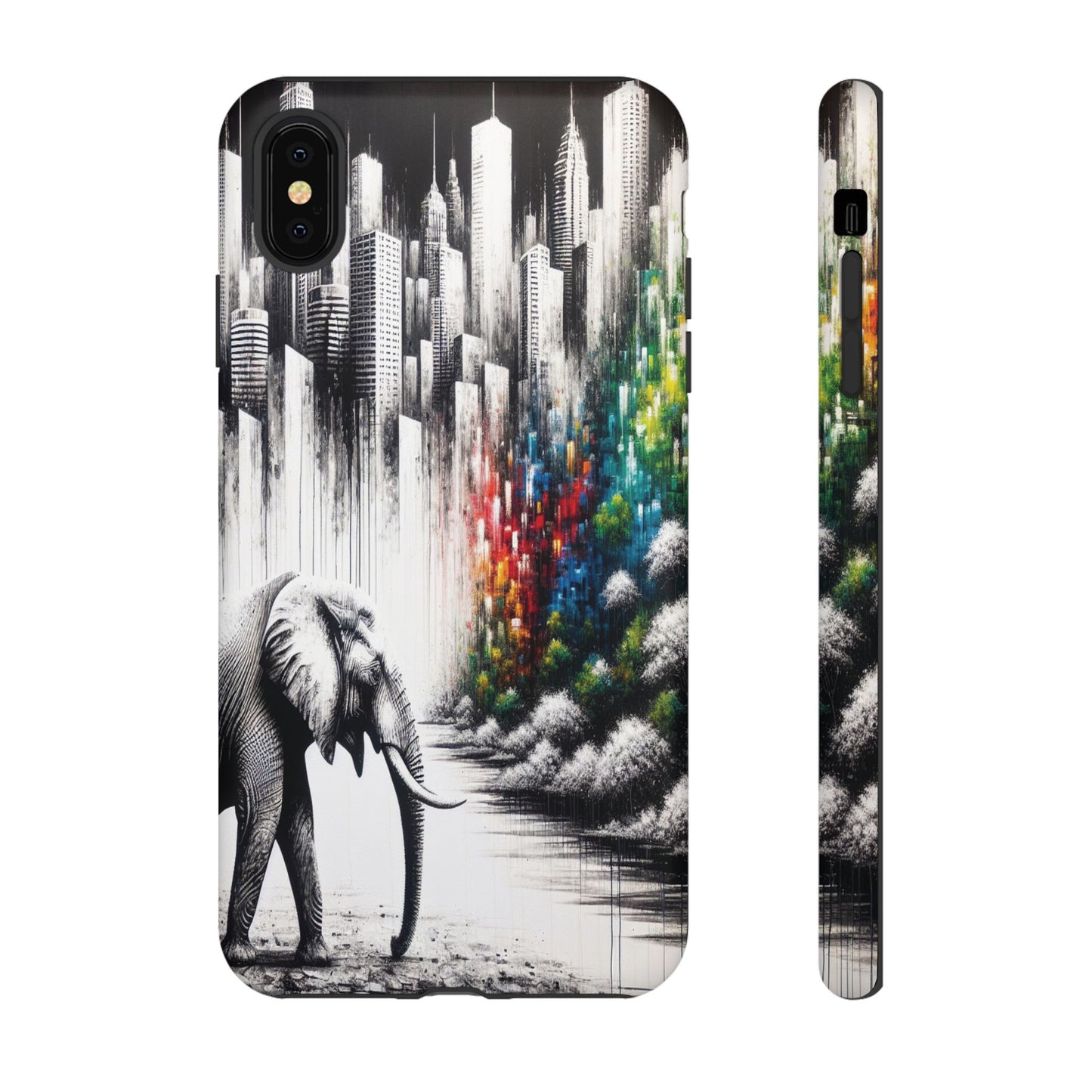 Protective Elephant's Journey Through the Cityscape Iphone Case Compatible With Iphone 16 15 14 - Phone Cover