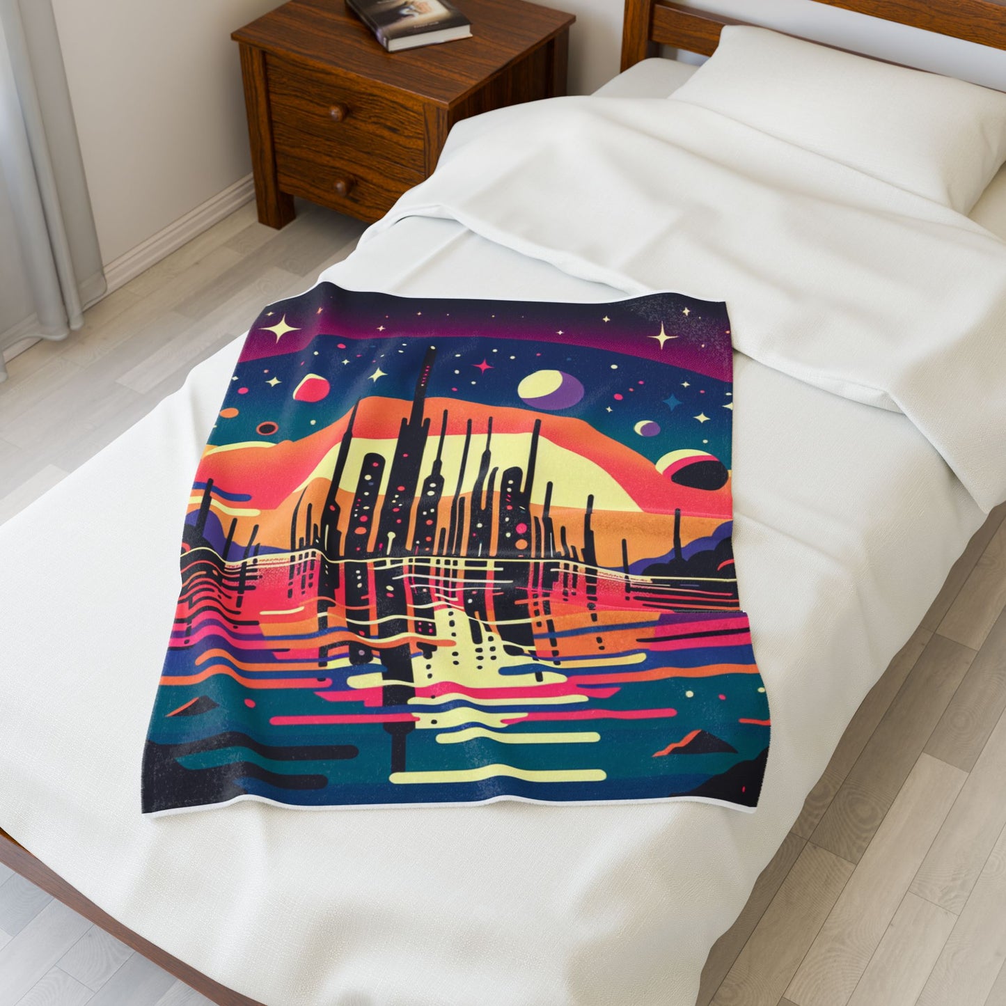 Celestial Skyline Oasis - Plush Blanket