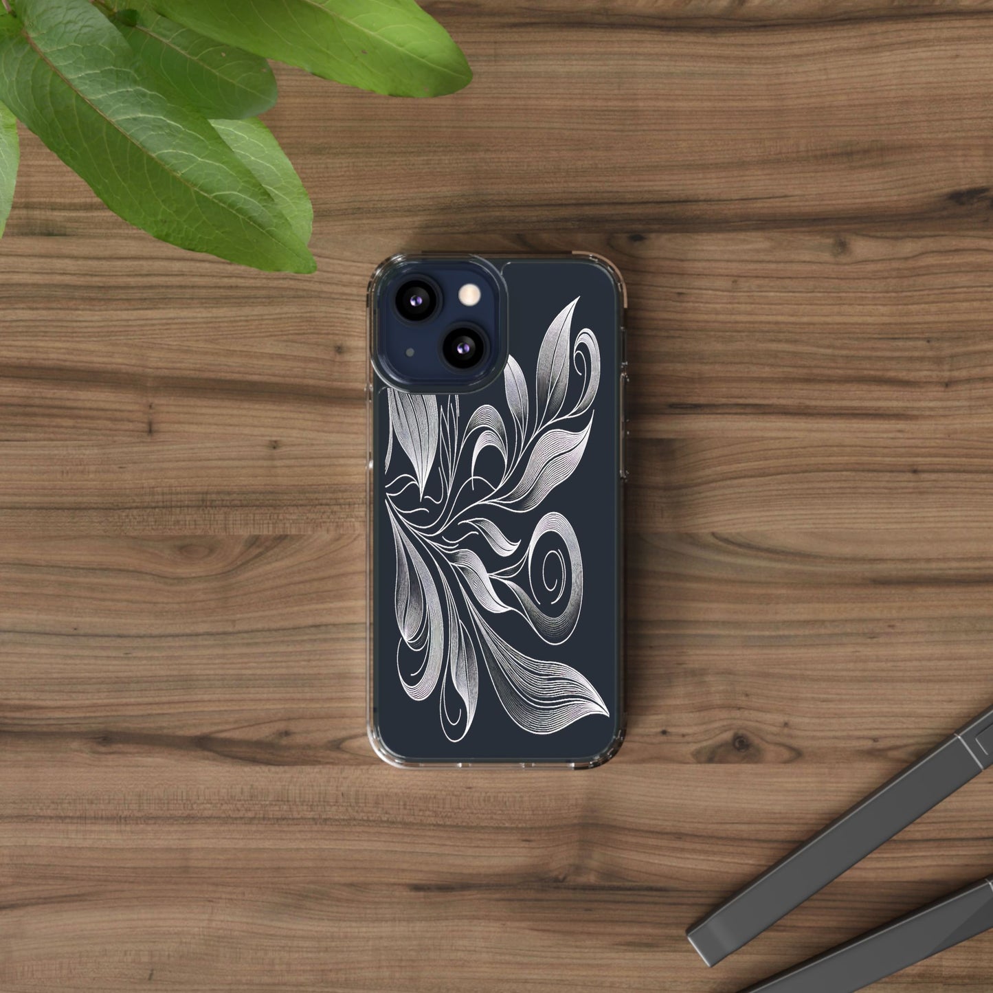 Transparent Nature's Embrace in Linework Iphone Case Compatible With Iphone 16 15 14 - Clear Phone Cover