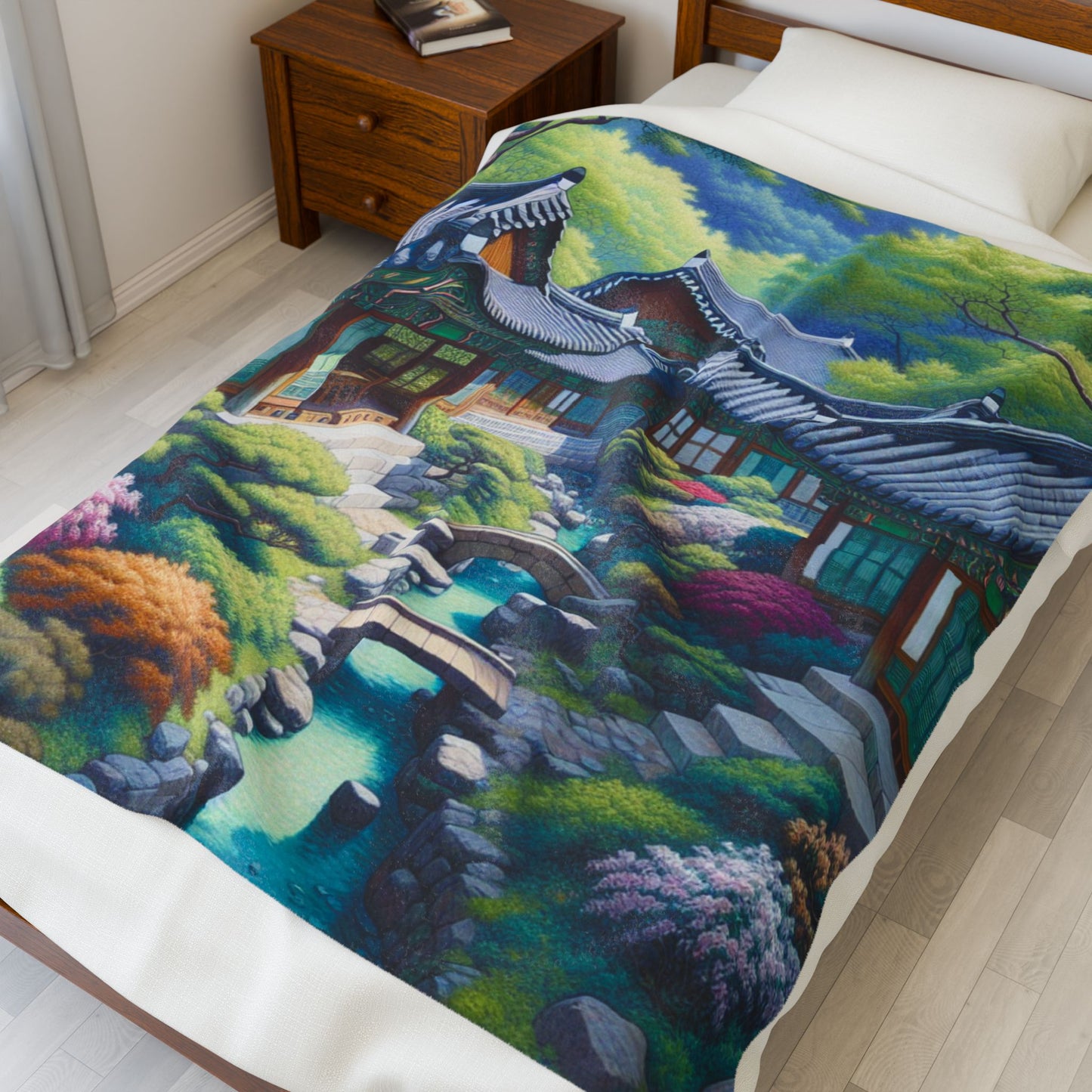 Tranquil Garden Retreat- Plush Blanket