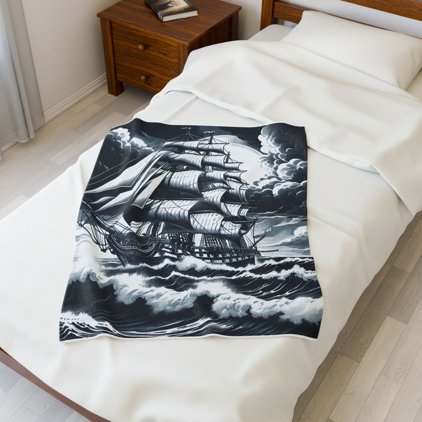 Monochromatic Nautical Adventure- Plush Blanket