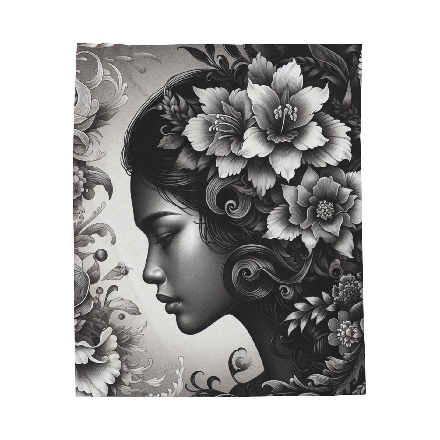Monochrome Garden Whisper- Plush Blanket
