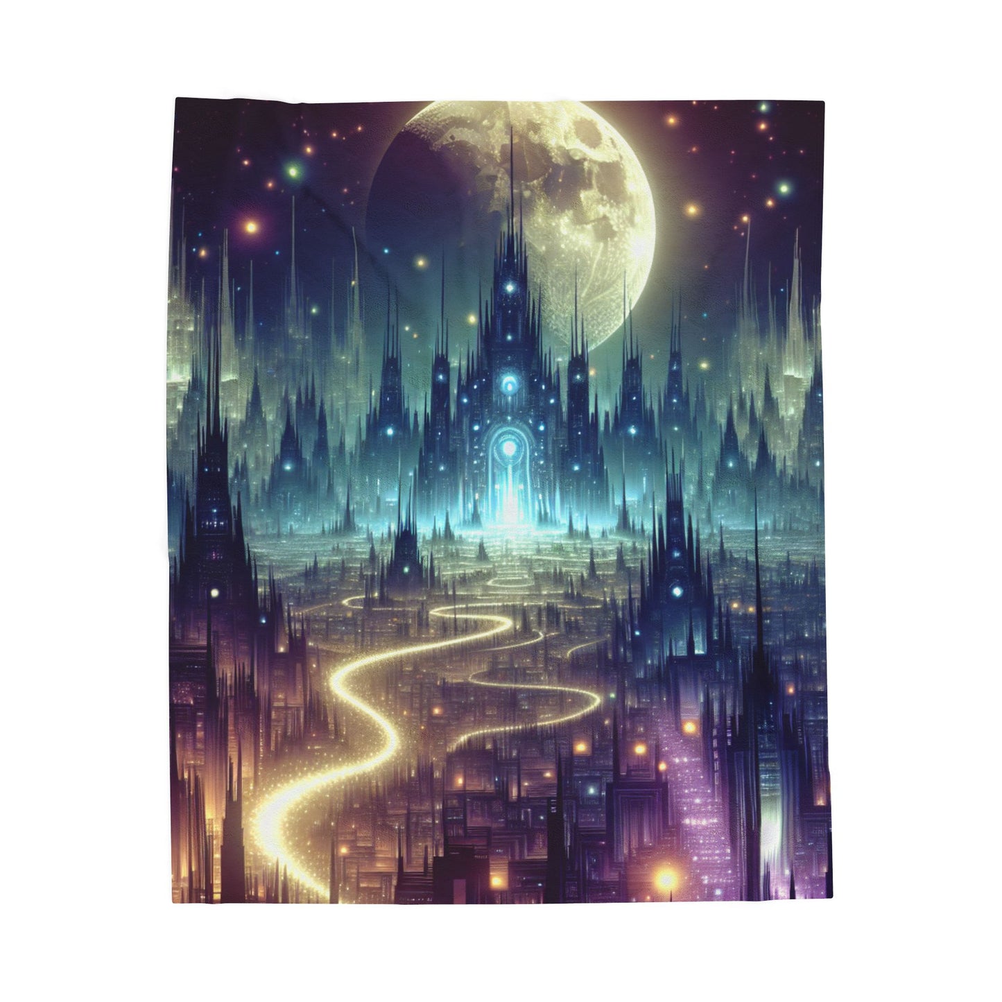 Fantasy Citadel Under the Moon - Plush Blanket