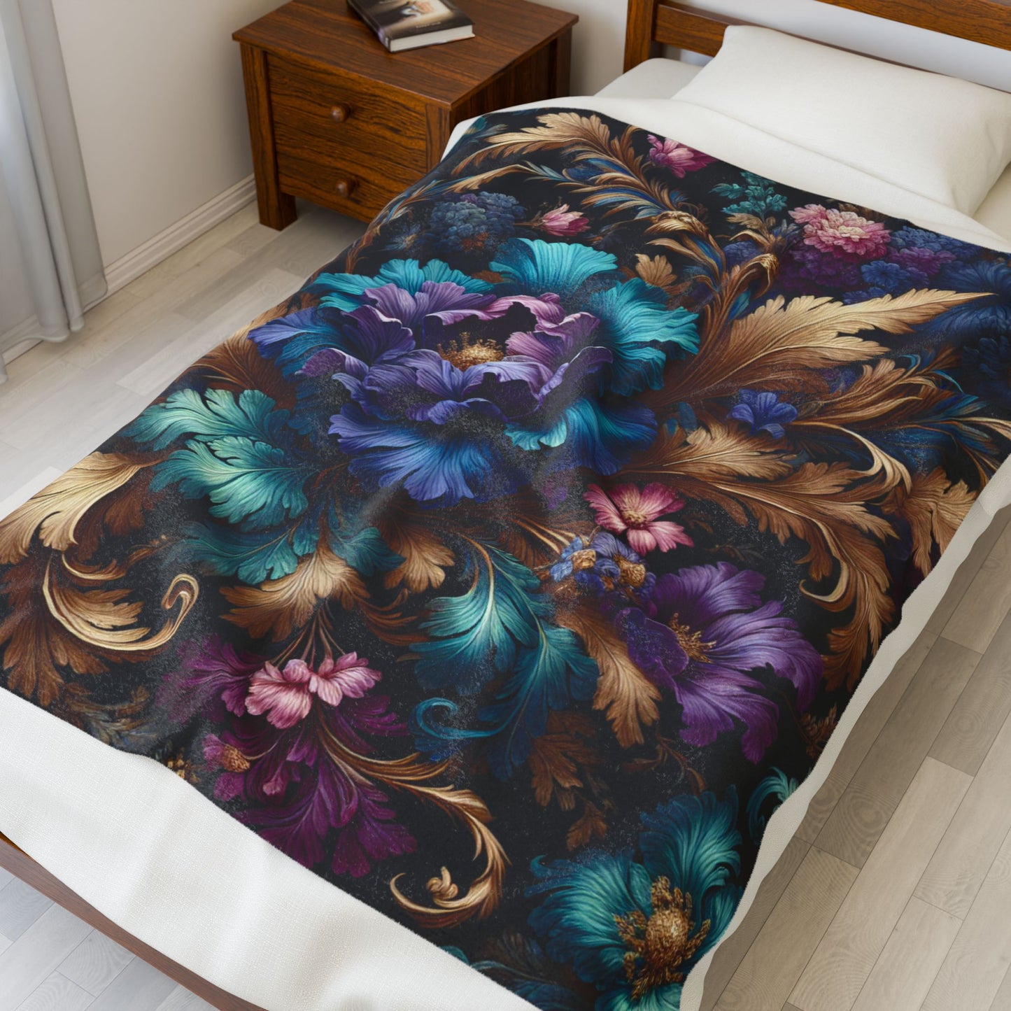 Baroque Petal Extravaganza- Plush Blanket