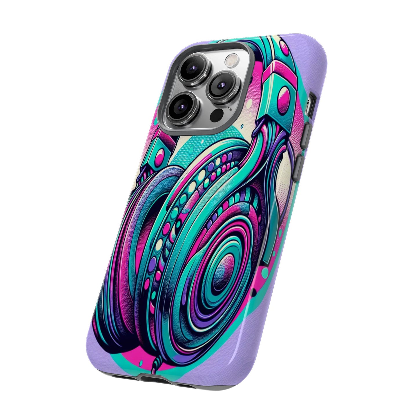 Custom ProtectiveHeadphone Vibes in Electric ColorsIphone Case Compatible With Iphone 16 15 14 - Phone Cover